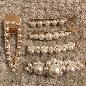 Set of 5 Pearl Hair Clips and Bobby Pins